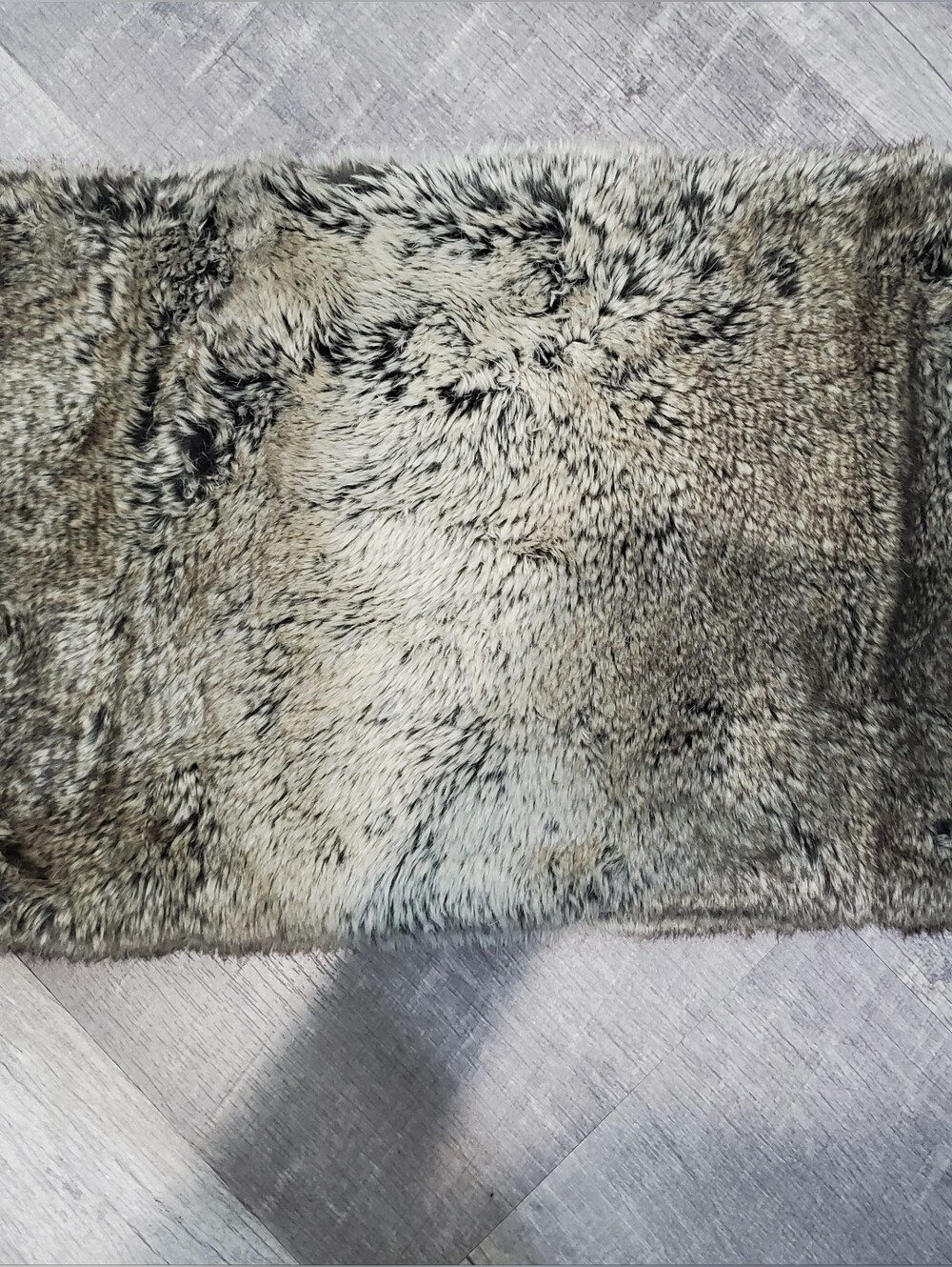 Pottery Barn Faux Fur Accent Pillow Cover - Gray Cream Tones